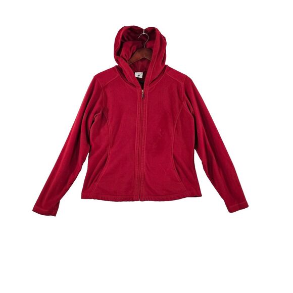 Columbia‎ Fleece Hoodie Full Zip Womens Jacket Long Sleeves Pockets Logo Red L - Picture 1 of 12